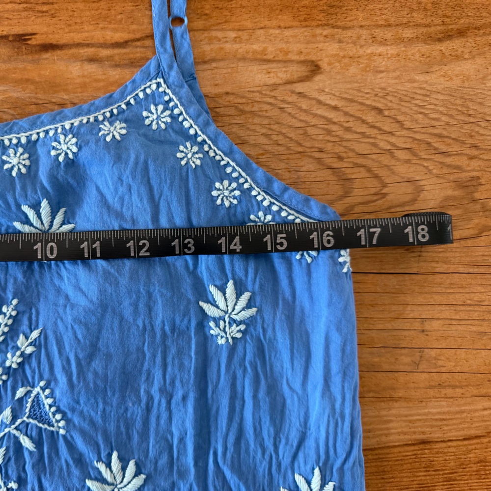 Roller Rabbit Embroidered Tank Dress Blue Sleeveless 100% Cotton Lined Womens S - Picture 8 of 9